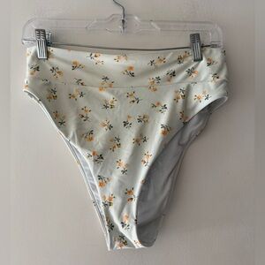 Aerie Light Blue Floral High Cut Cheeky Swimwear Bikini Bottoms